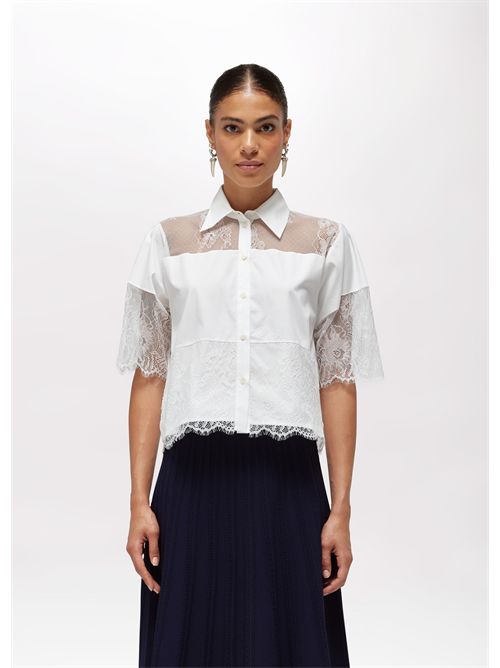 Camicia in cotone con pizzo BLUGIRL BLUMARINE | RA6142T544A/11111